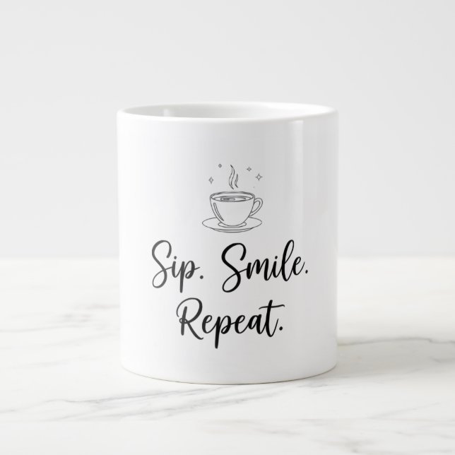 Sip. Smile. Repeat. Minimalist Pastel Coffee Mug (Front)