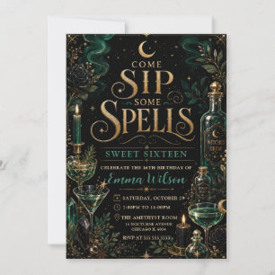 Sip Some Spells Sweet Sixteen Party Invitation