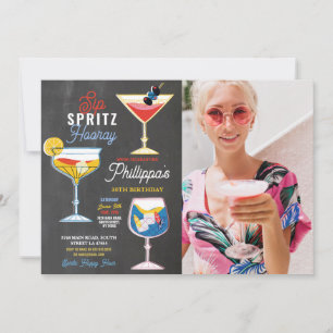 Sip Spritz Photo Party Cocktails Drinks Birthday Invitation