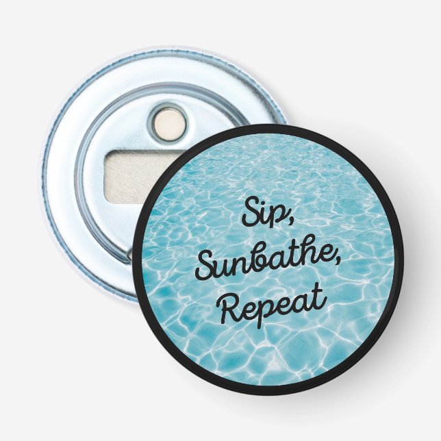 Sip Sunbathe Repeat Retro Beach Bottle Opener Vaca (Front)
