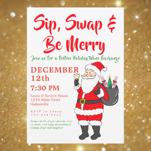 Sip, Swap & Be Merry Holiday Wine Exchange Party Card