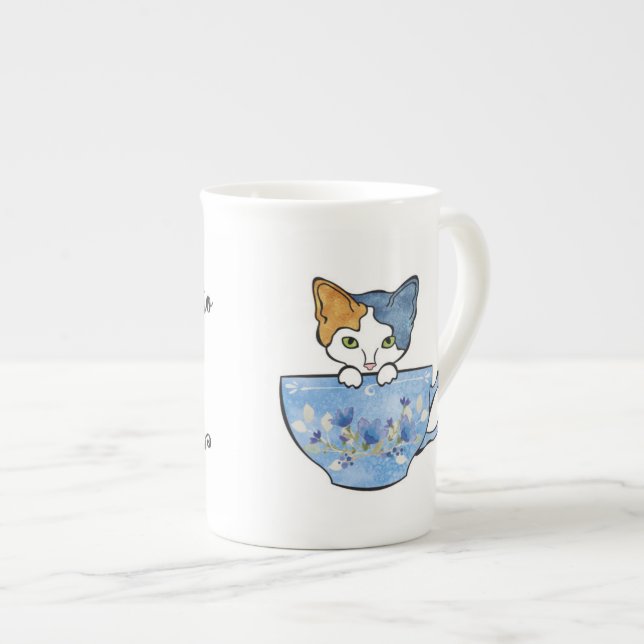 Sip Tea and Pet My Cat China Mug (Front Right)