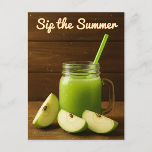 Sip the Summer – Green Apple Juice & Fresh Fruit Postcard
