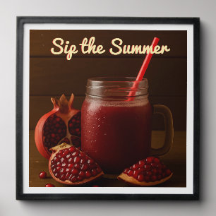Sip the Summer – Pomegranate Juice Square Print Peel And Stick Photo Tile
