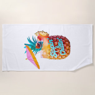 Sippin’ & Chillin’ Summer Party Design Beach Towel