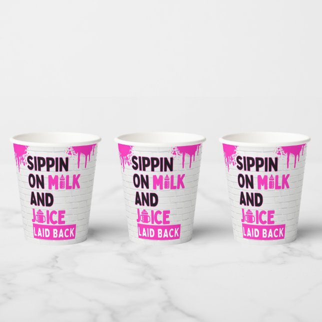 Sippin’ on Milk and Juice Pink Hip Hop  Paper Cups (Multi)