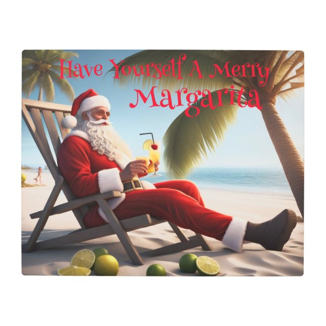 Sippin' Santa Metal Print (Front)