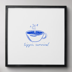 Sippin Survival" Minimalist Coffee Graphic Tee Peel And Stick Photo Tile