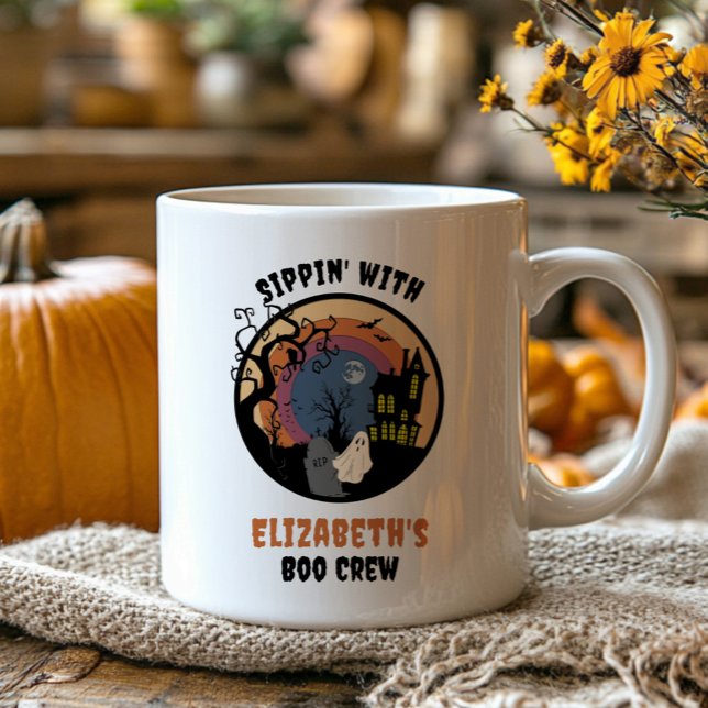 Sippin’ with the Boo Crew Halloween Faux Papercut Coffee Mug (Creator Uploaded)