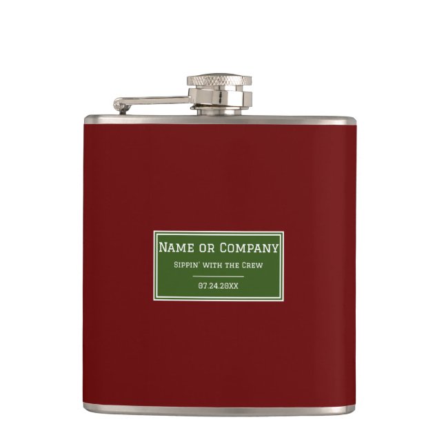 Sippin' with the Crew Elegant Customized Red Green Flask (Front)