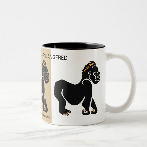 Sipping coffee GORILLA _ Endangered animal Two_Tone Coffee Mug