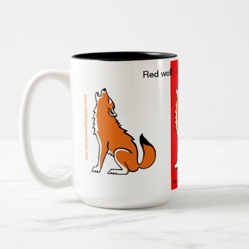 Sipping coffee Graphic Red WOLF_ Wildlife warrior Two_Tone Coffee Mug