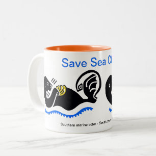 Sipping coffee -Save Sea OTTERS - Wildlife warrior Two-Tone Coffee Mug