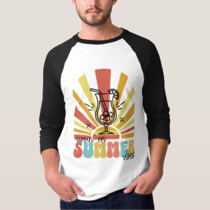 Sipping On Summer Vibes, Retro Sun, Cocktail Glass T-Shirt