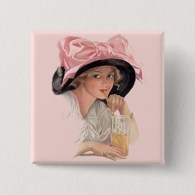Sipping Soda Pinback Button (Front)