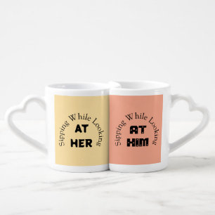 Sipping While Looking at Her/Him – Couple Mug