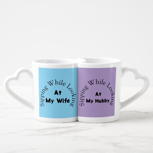 Sipping While Looking at My Wife/My Husband Mug (Front Nesting)