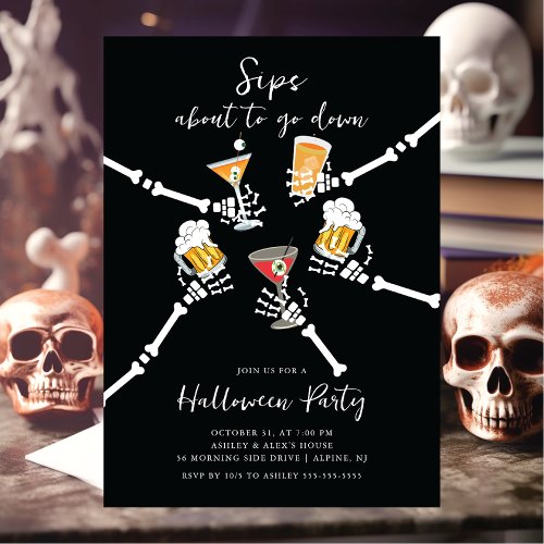 Sips About To Go Down Halloween Invitation