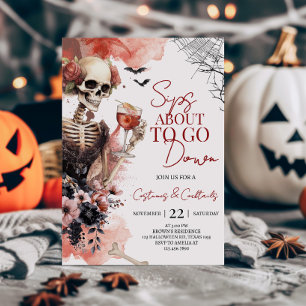 Sips About to Go Down Halloween Party Invitation