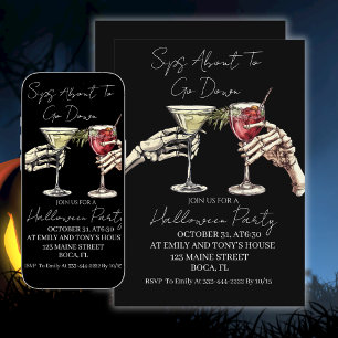 Sips About To Go Down Halloween Party Invitation