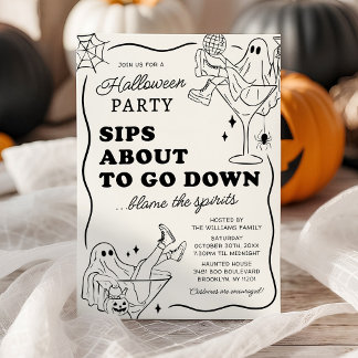 Sips About to Go Down Halloween Party Invite