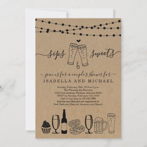 Sips and Sweets Beer and Desserts Invitation