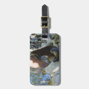 **"Sips by the Stream: Otters Drinking from River Luggage Tag