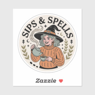 Sips & Spells — Cozy Cottage Witch Tea & Books Sticker