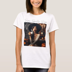 Sips, Spells, Sass – Chic Halloween Witch Coffee T-Shirt