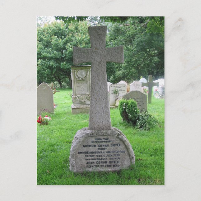 Sir Arthur Conan Doyle's tombstone Postcard (Front)