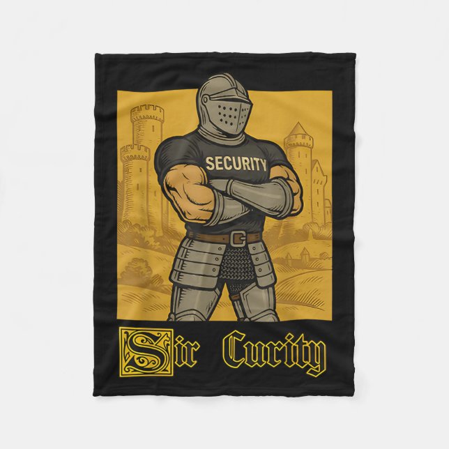 Sir Curity Funny Security Pun Knight Medieval Meme Fleece Blanket (Front)