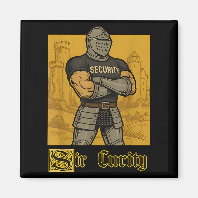 Sir Curity Funny Security Pun Knight Medieval Meme Magnet (Front)