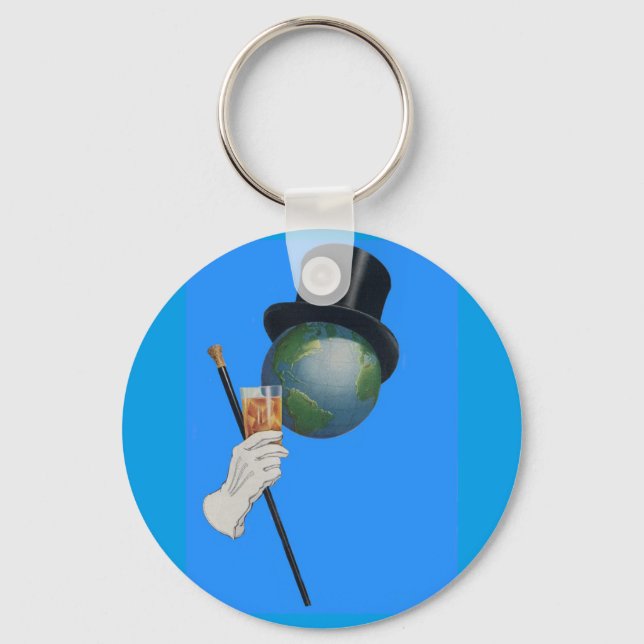 Sir Earth is having a cocktail Keychain (Front)