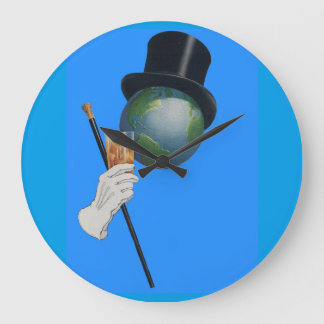 Sir Earth is having a cocktail Large Clock