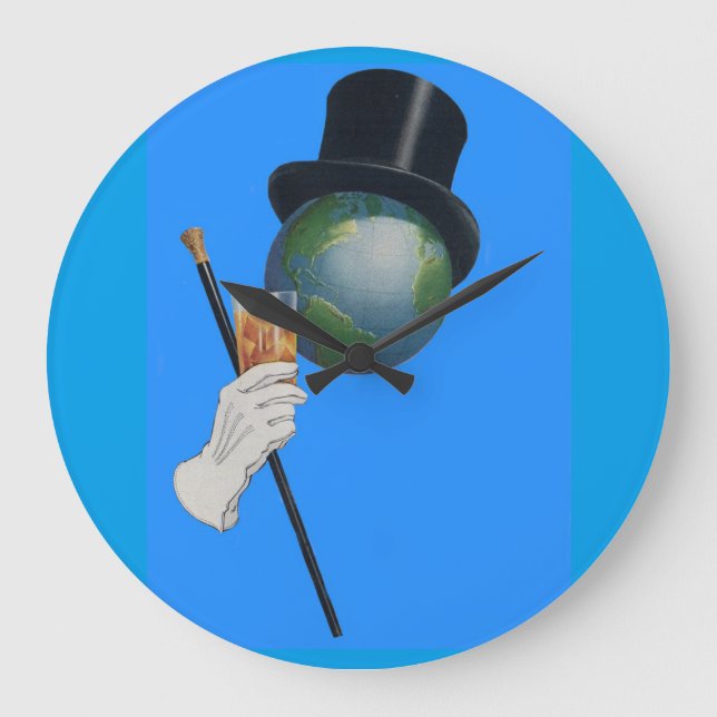 Sir Earth is having a cocktail Large Clock (Front)