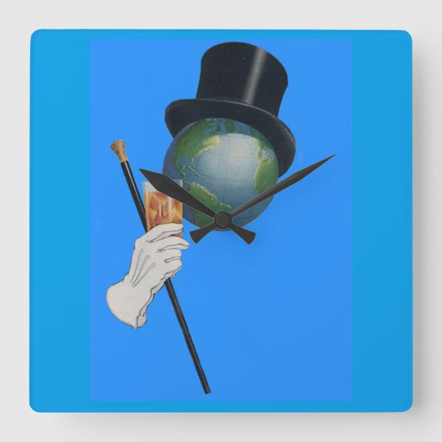 Sir Earth is having a cocktail Square Wall Clock (Front)