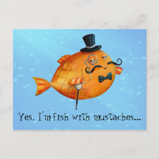 Sir Fishy Mustached Fish Postcard