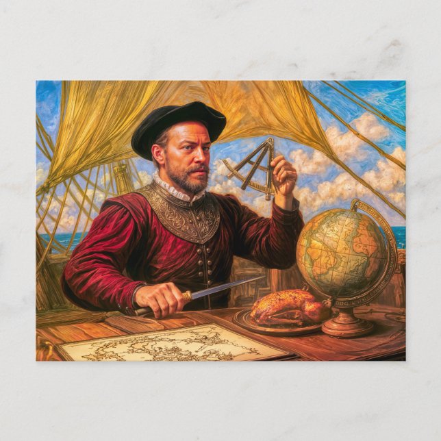 Sir Francis Drake Maritime Portrait Postcard (Front)