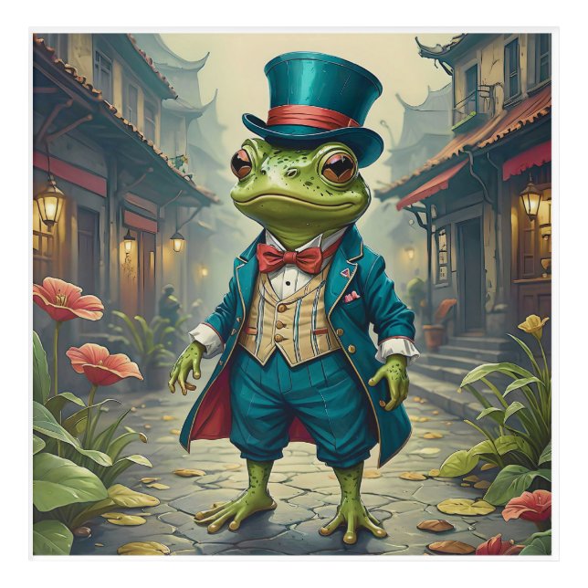 Sir Hopsworth-Whimsical Gentleman Frog  Acrylic Print (Front)