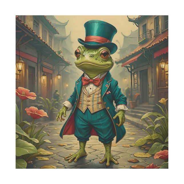 Sir Hopsworth - Whimsical Gentleman Frog Wood Art (Front)