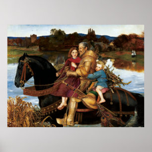 Sir Isumbras at the Ford c. 1857 by John Millais Poster