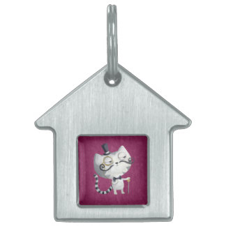 Sir Kitty Cat with Mustaches Pet Name Tag