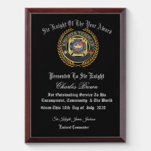 Sir Knight of the year Award Plaque