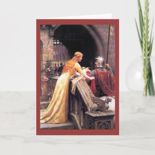 Sir Lancelot and Guinevere on the Stairs Card