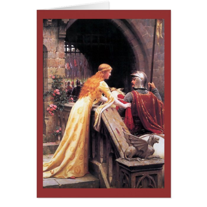 Sir Lancelot and Guinevere on the Stairs Card