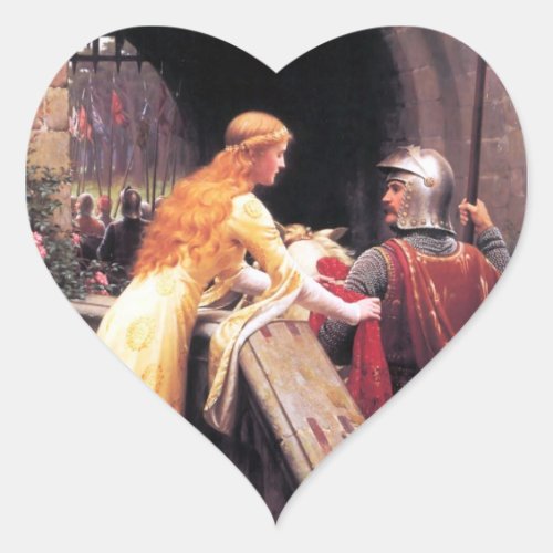 Sir Lancelot and Guinevere on the Stairs Heart Sticker
