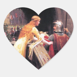 Sir Lancelot and Guinevere on the Stairs Heart Sticker