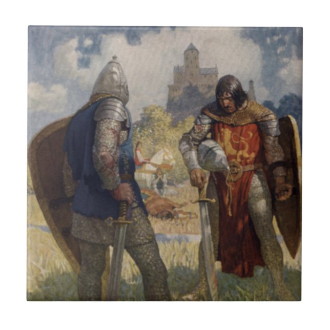 Sir Launcelot du Lake, Knight of the Round Table Ceramic Tile (Front)