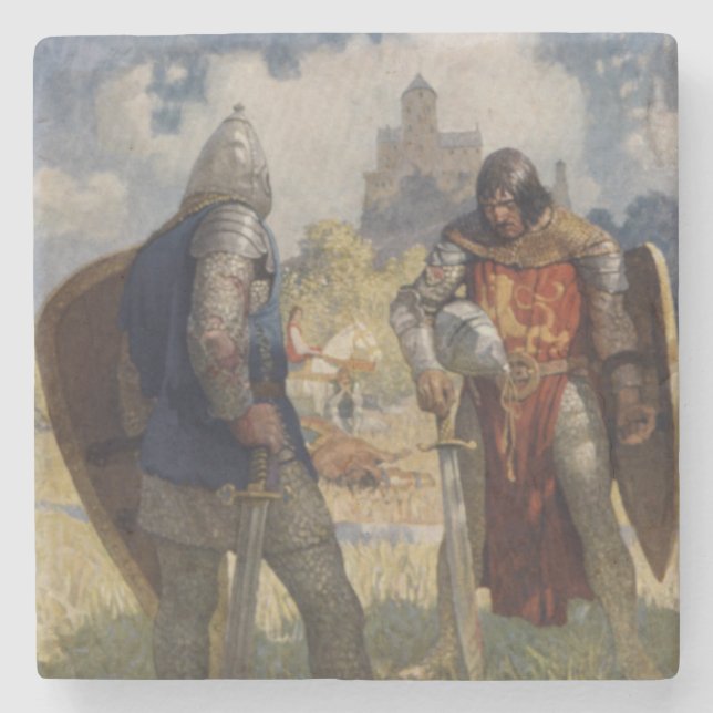 Sir Launcelot du Lake, Knight of the Round Table Stone Coaster (Front)