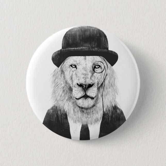 Sir lion pinback button (Front)